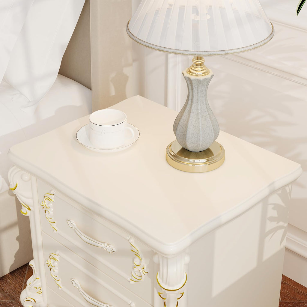 Vintage Carved 2 Drawers Nightstand