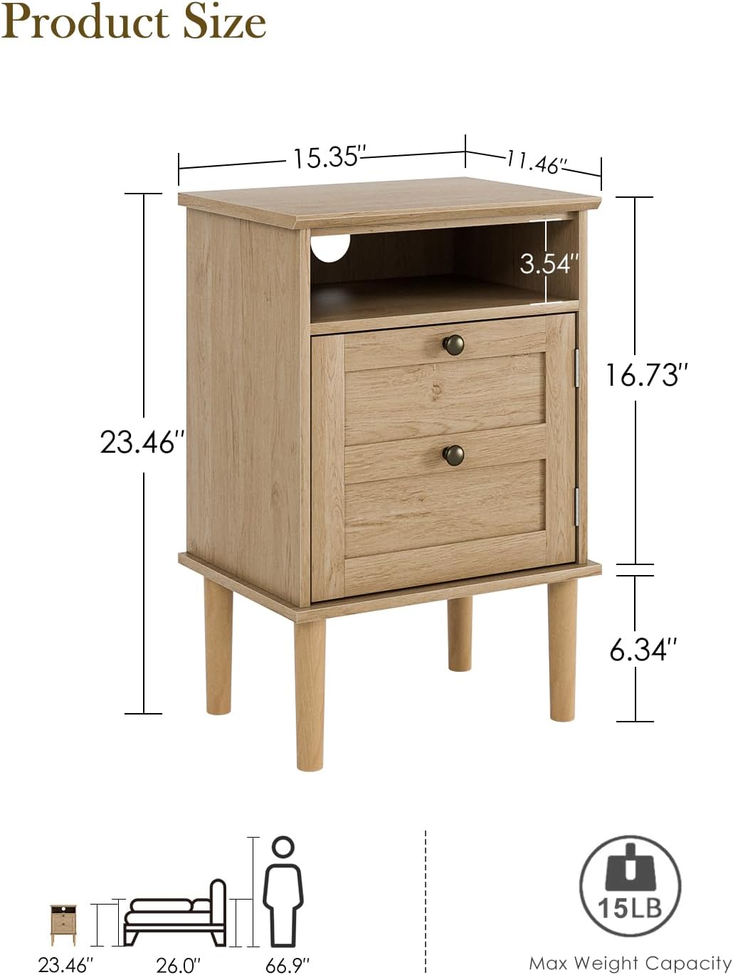 Boho 1 Drawer Nightstand