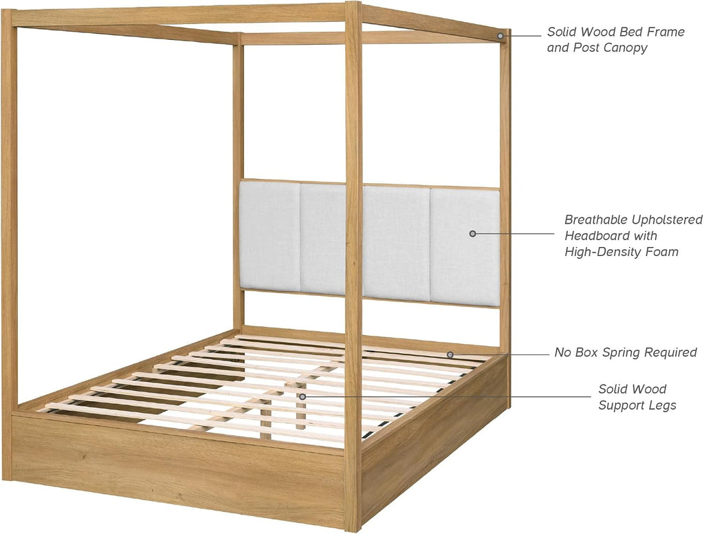 Queen Wood Canopy Bed Frame
