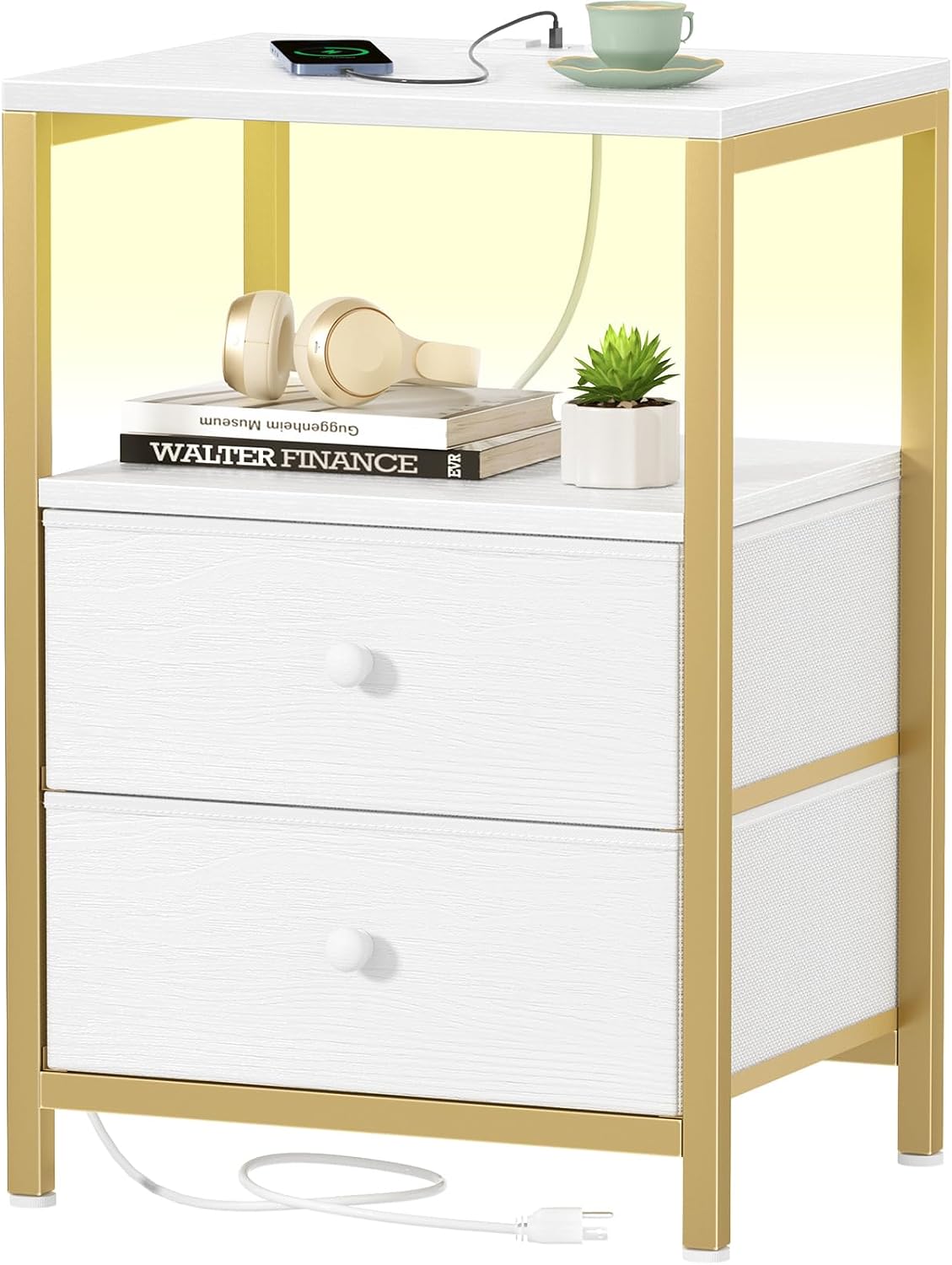 LED Charging Station Nightstand