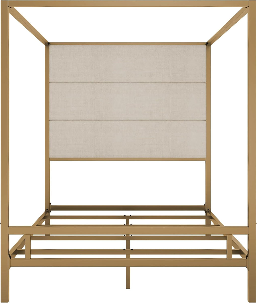 Queen 4-Post Velvet Canopy Bed Frame