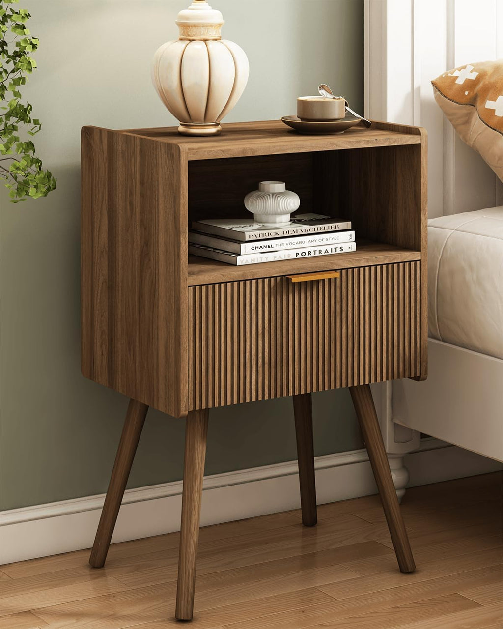 Modern Drawer Nightstand With Open Shelf