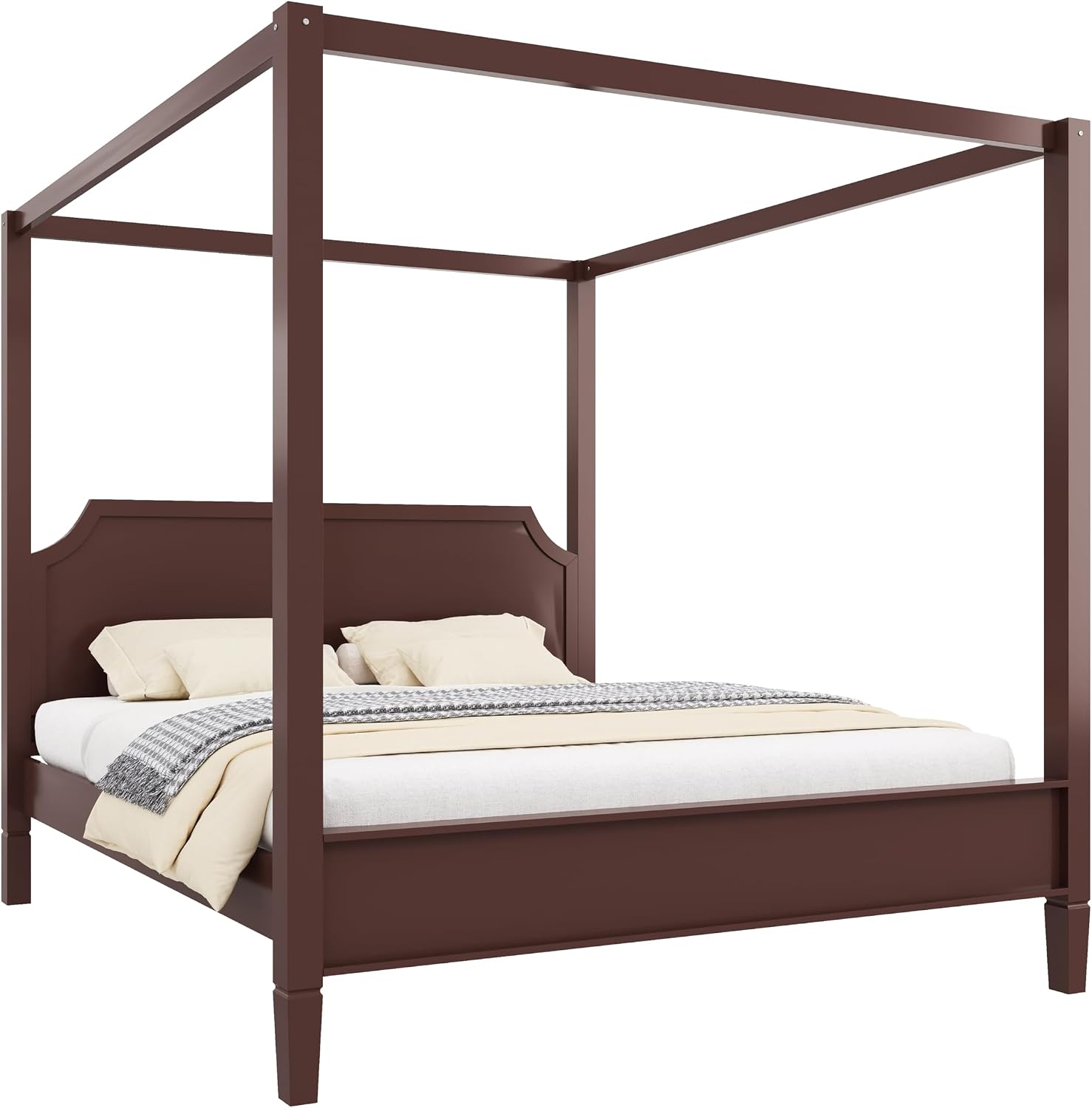 4 Poster Mid Century Wood Canopy Bed