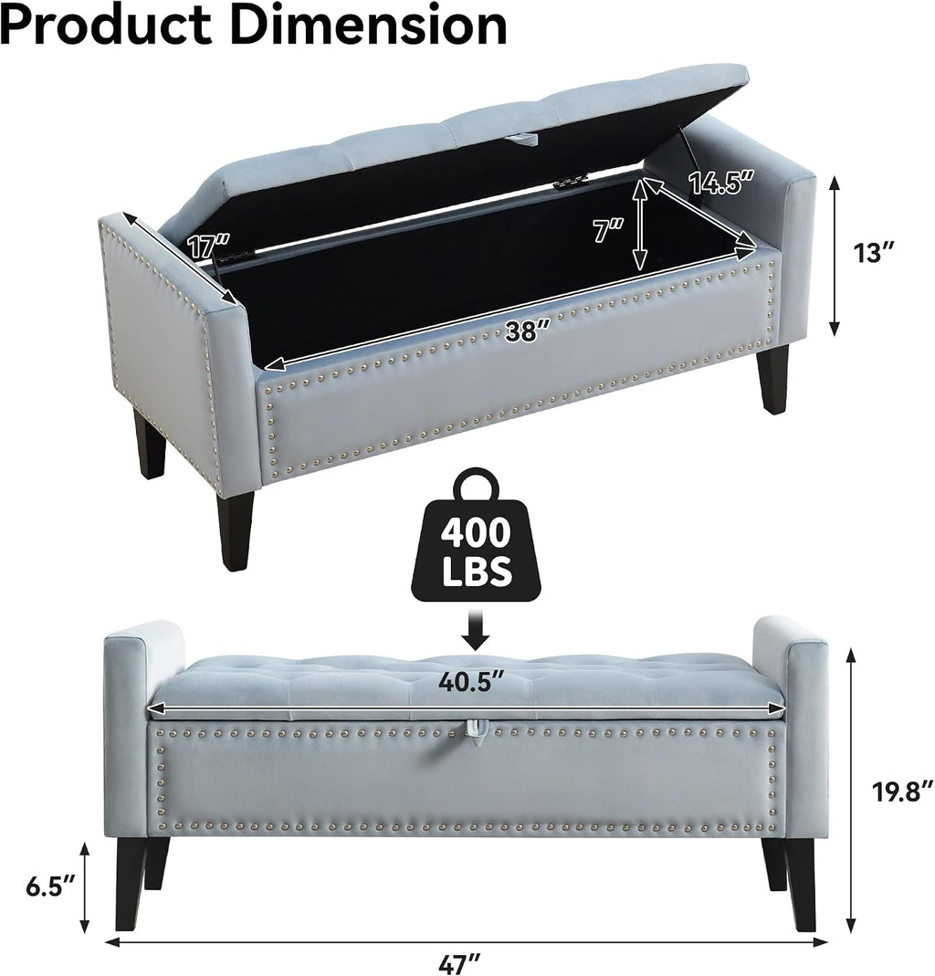 Velvet Storage Bench