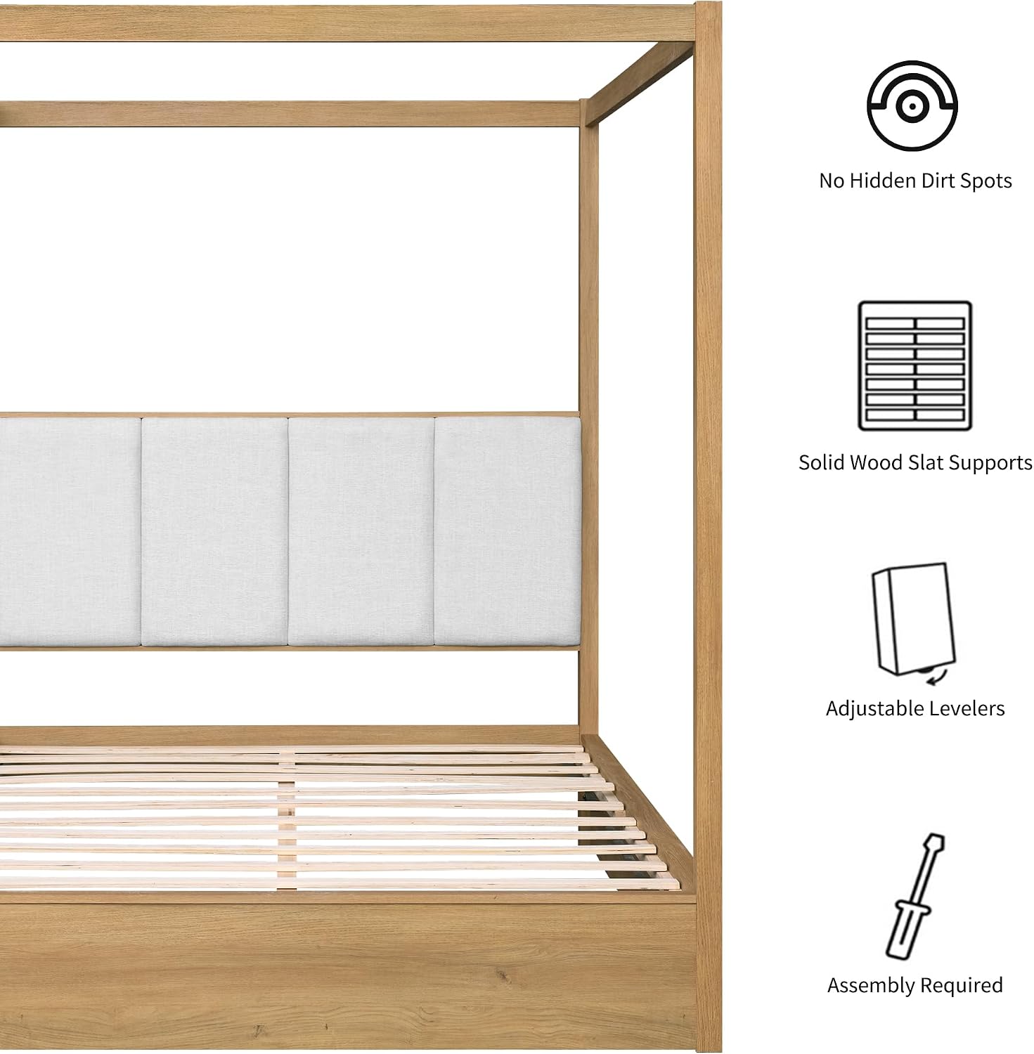 Queen Wood Canopy Bed Frame
