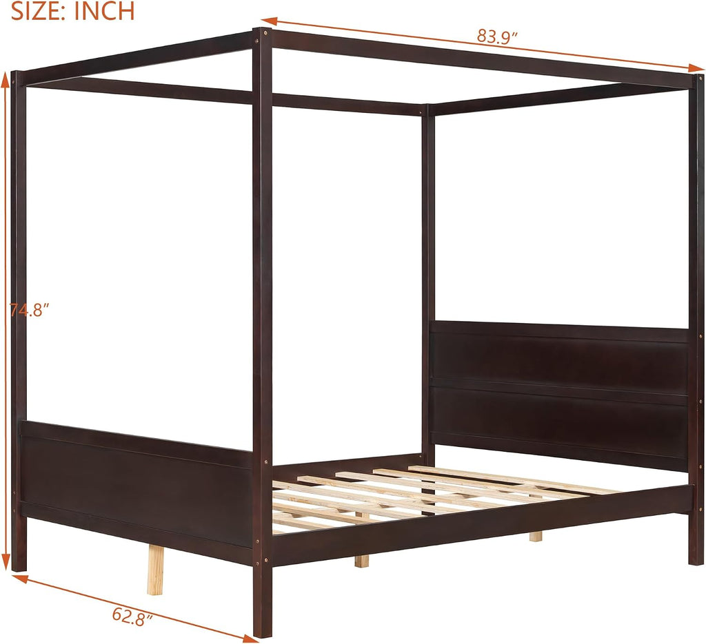 Queen 4 Post Wooden Canopy Bed Frame