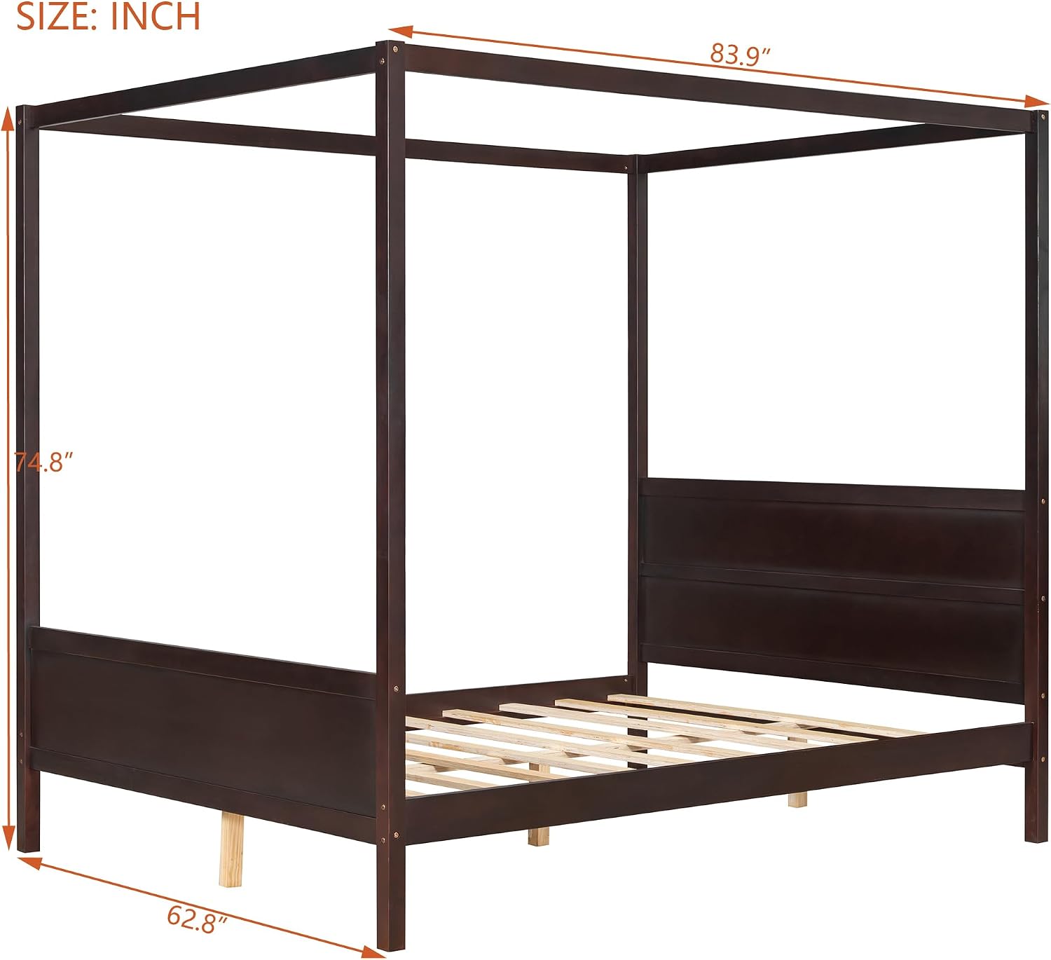 Queen 4 Post Wooden Canopy Bed Frame