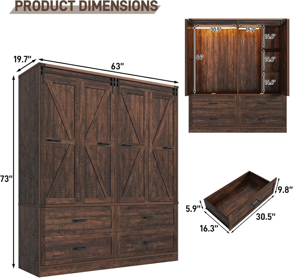 4 Doors Armoire Wardrobe Closet