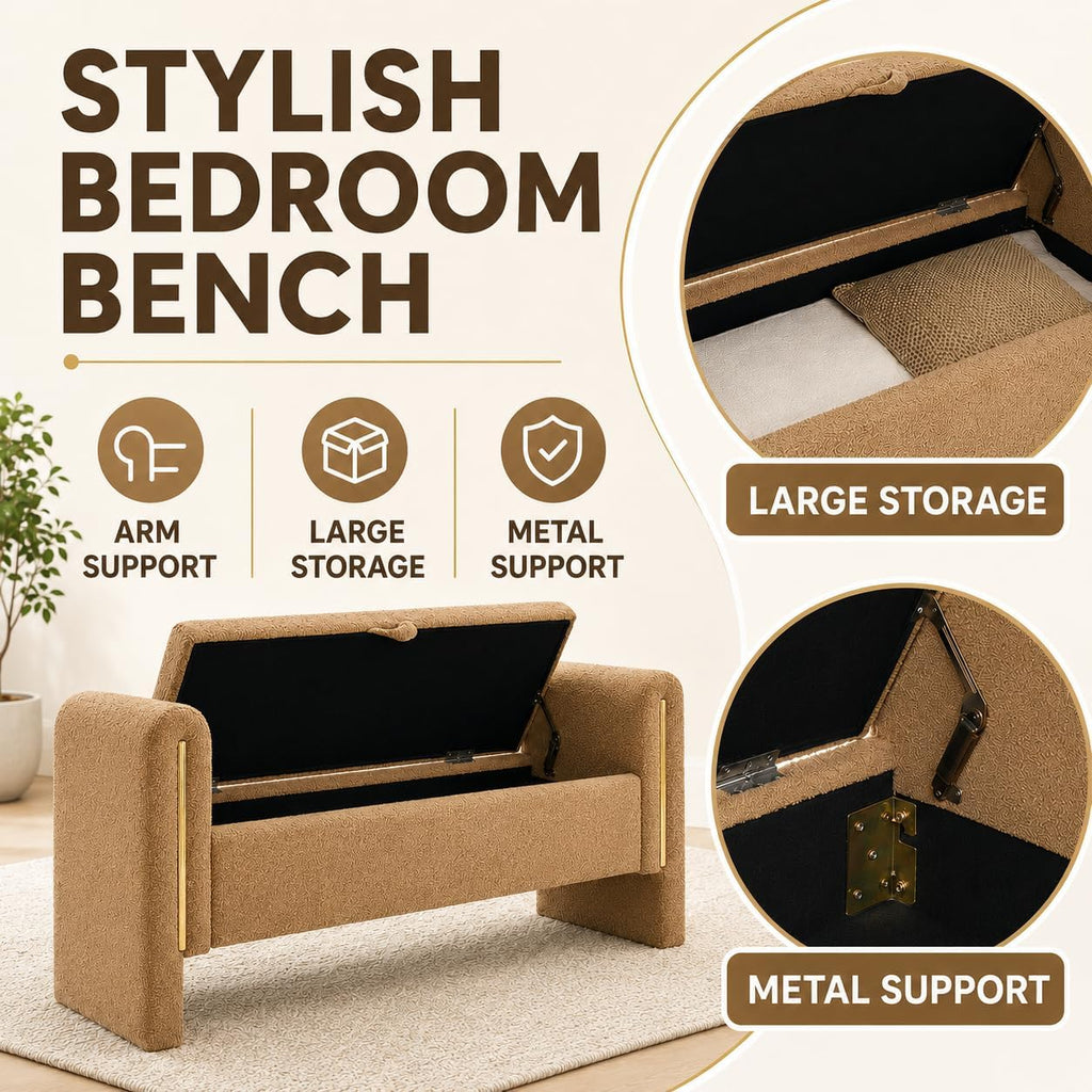 52" Upholstered Storage Bench