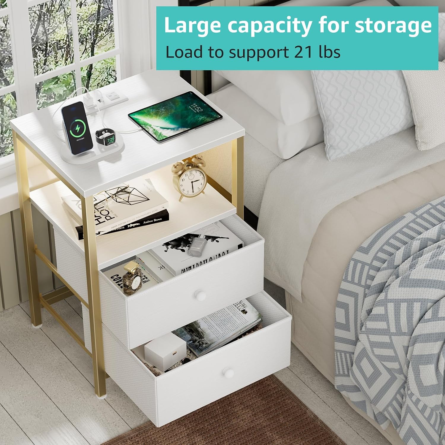 LED Charging Station Nightstand