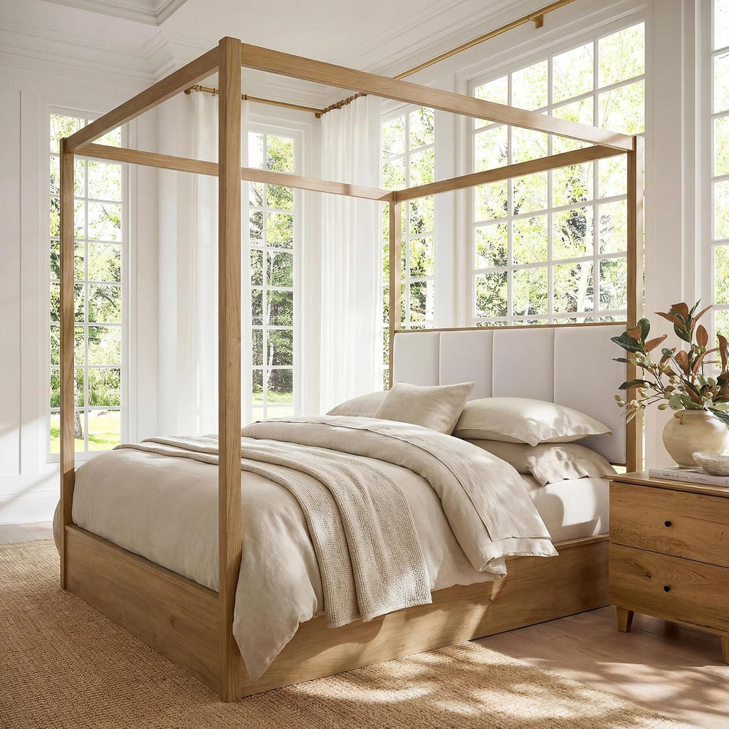 Queen Wood Canopy Bed Frame