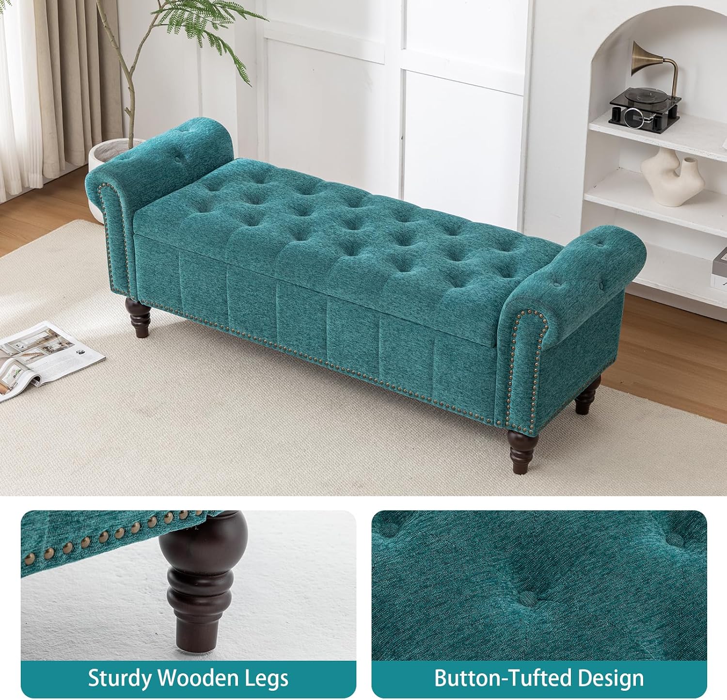 58" Upholstered Storage Bench