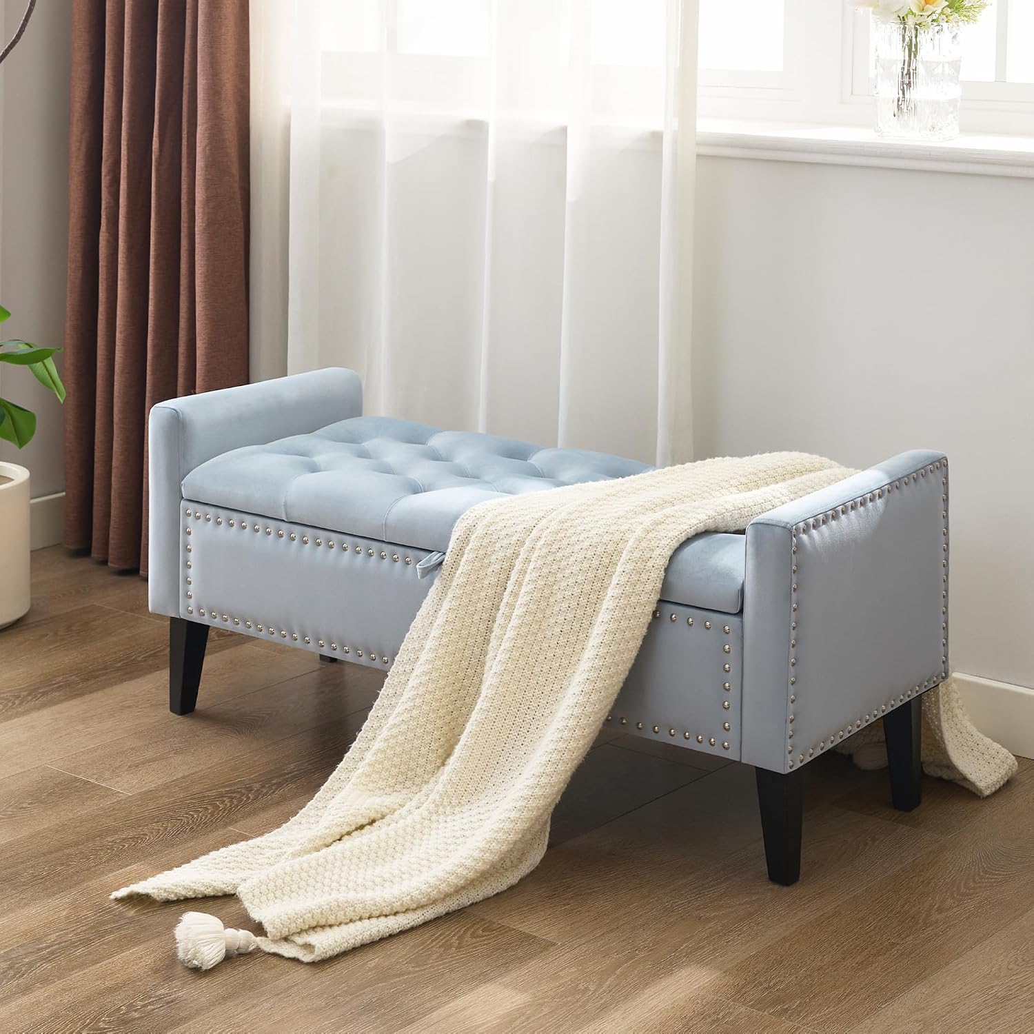 Velvet Storage Bench