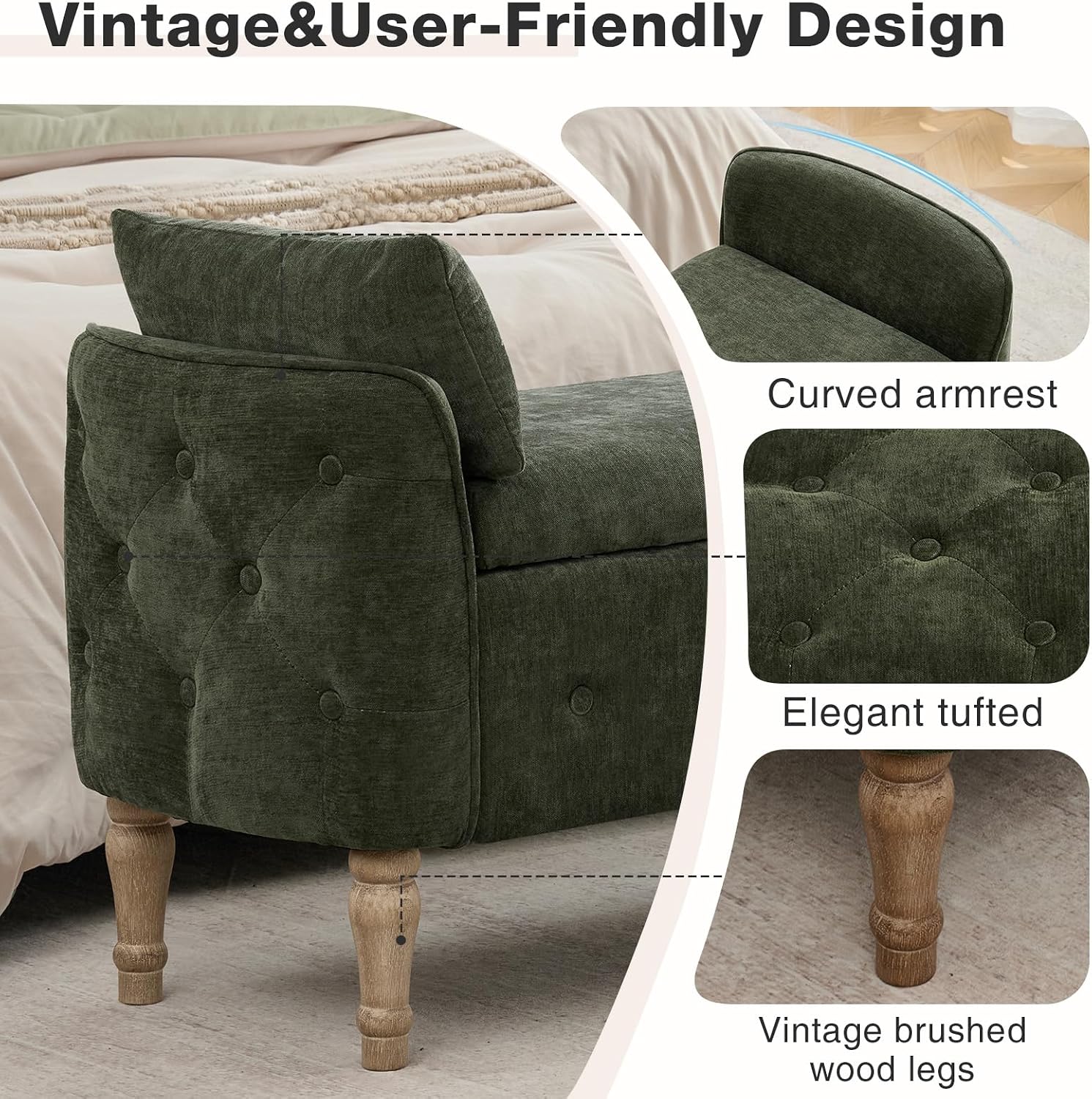 67" End of Bed Storage Bench