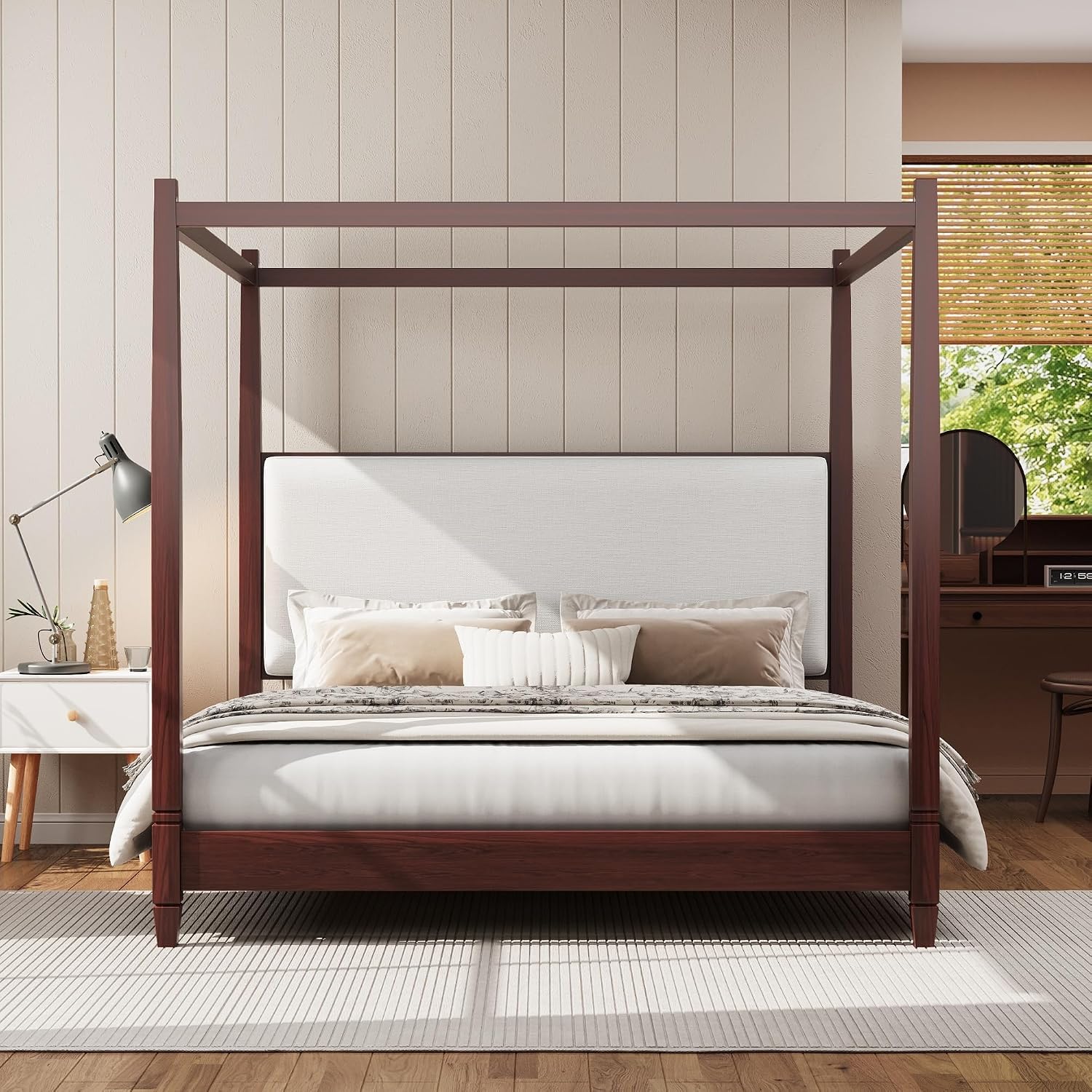 King Wooden Canopy Bed