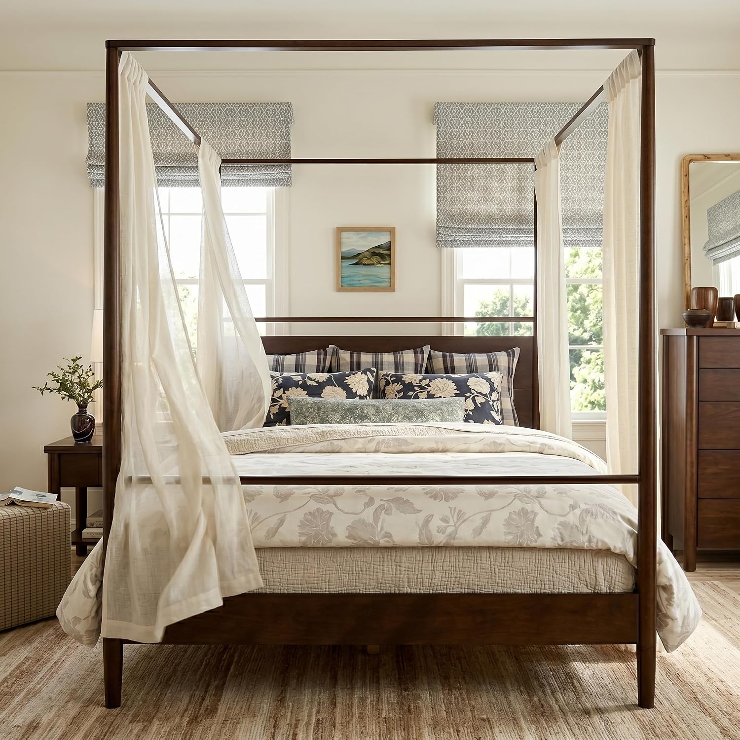 Queen Solid Wood Canopy Bed Frame