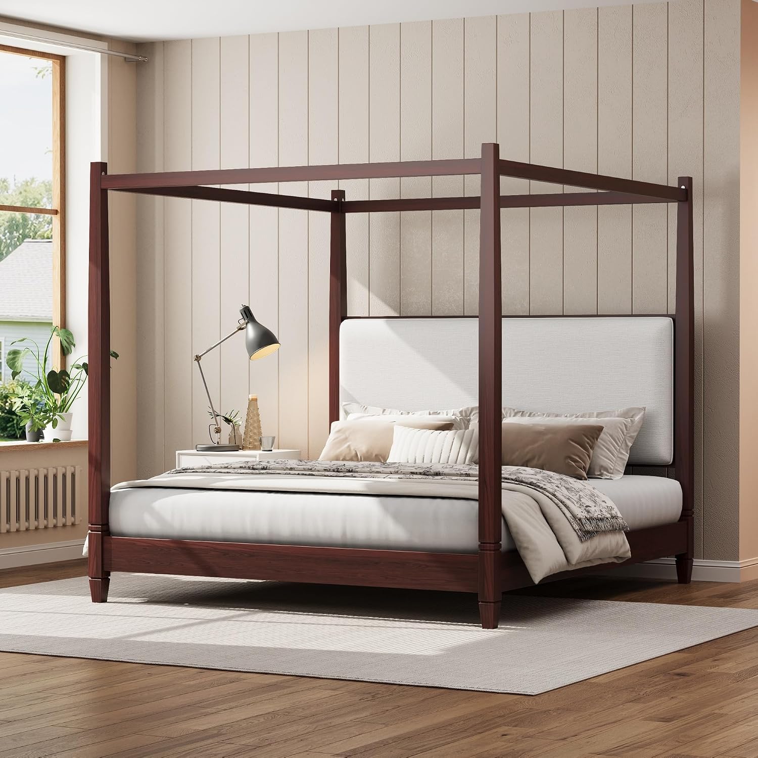 King Wooden Canopy Bed