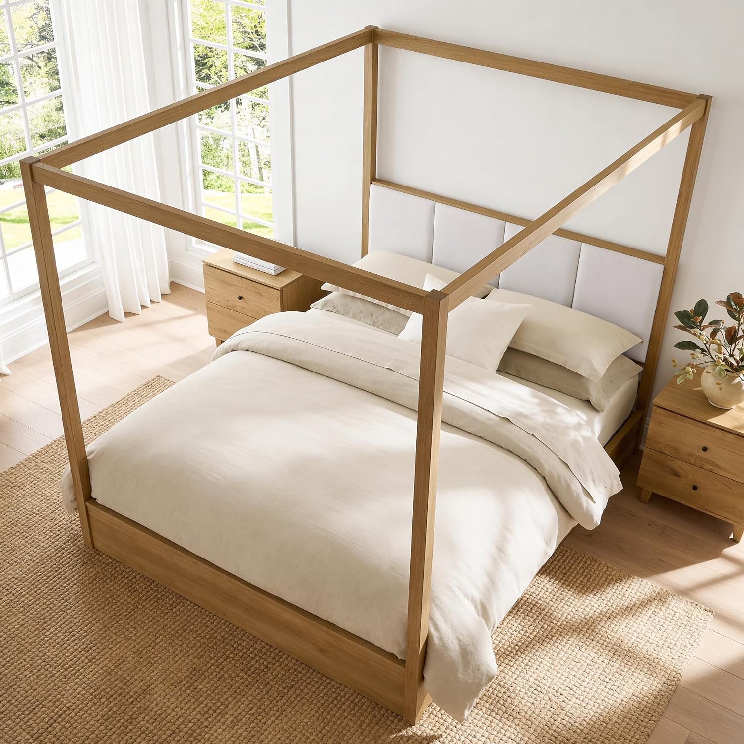 Queen Wood Canopy Bed Frame