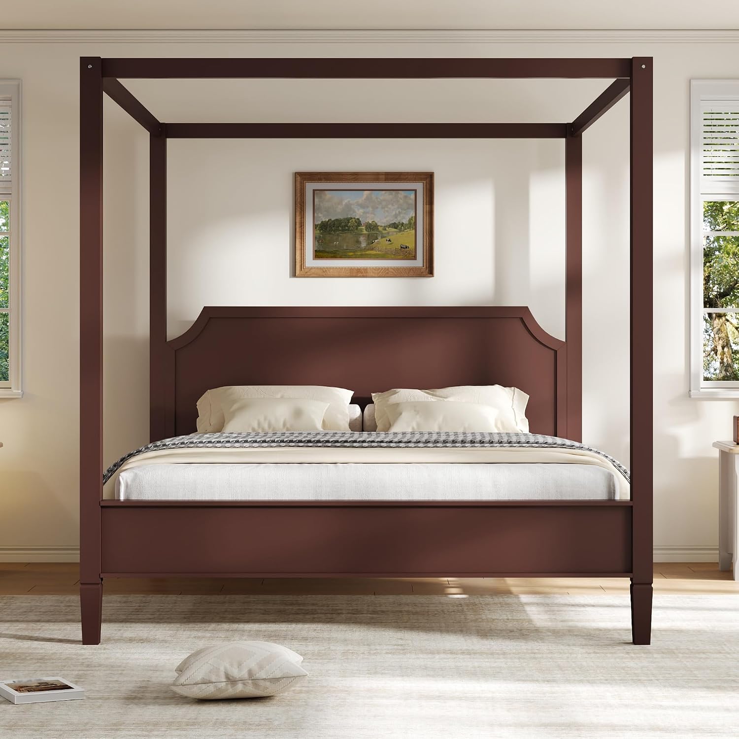 4 Poster Mid Century Wood Canopy Bed