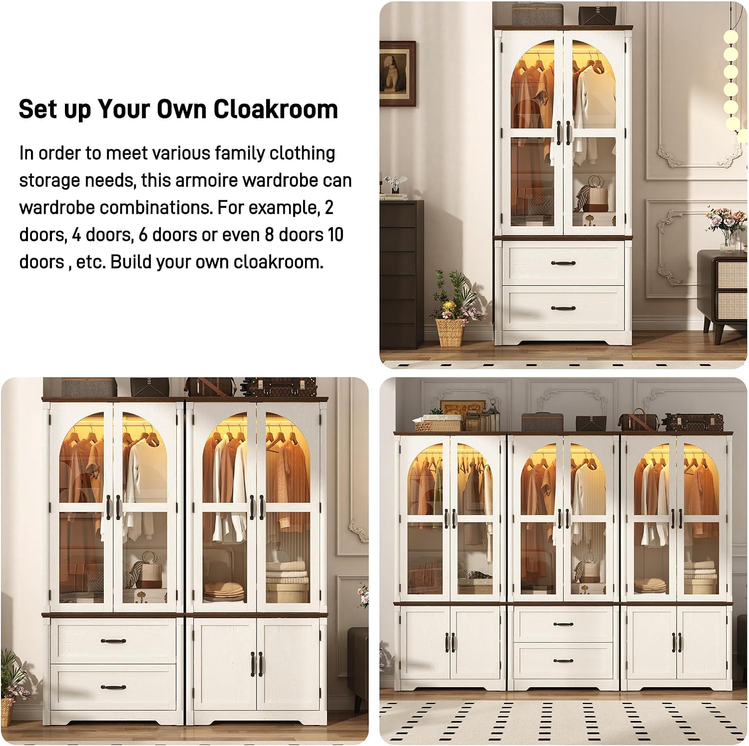 Tall Farmhouse Armoire Wardrobe Closet