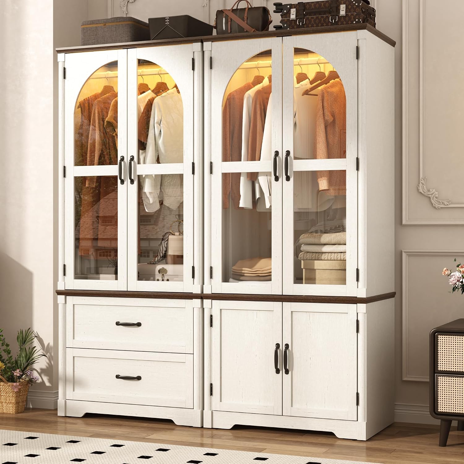 Tall Farmhouse Armoire Wardrobe Closet