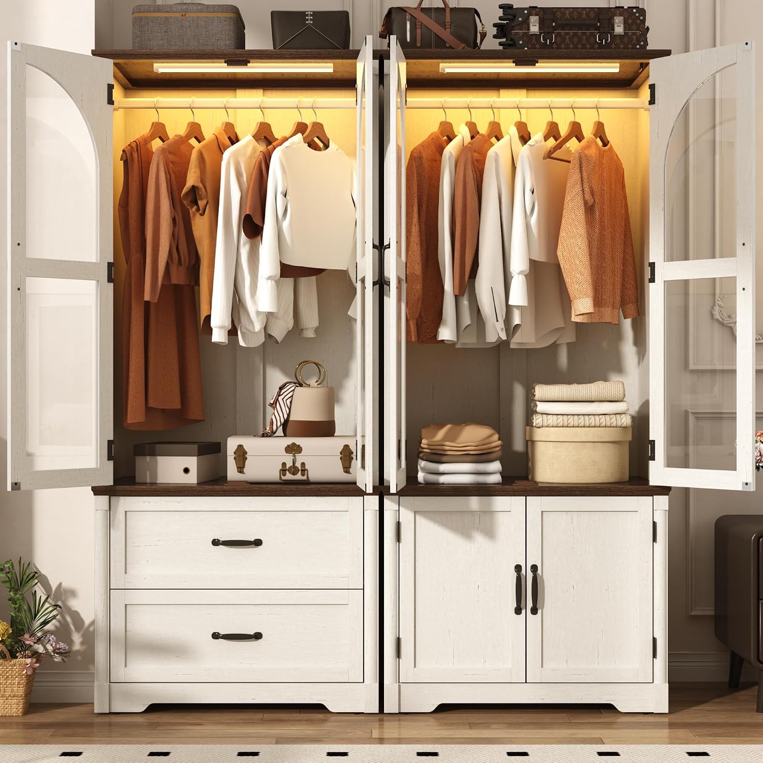 Tall Farmhouse Armoire Wardrobe Closet