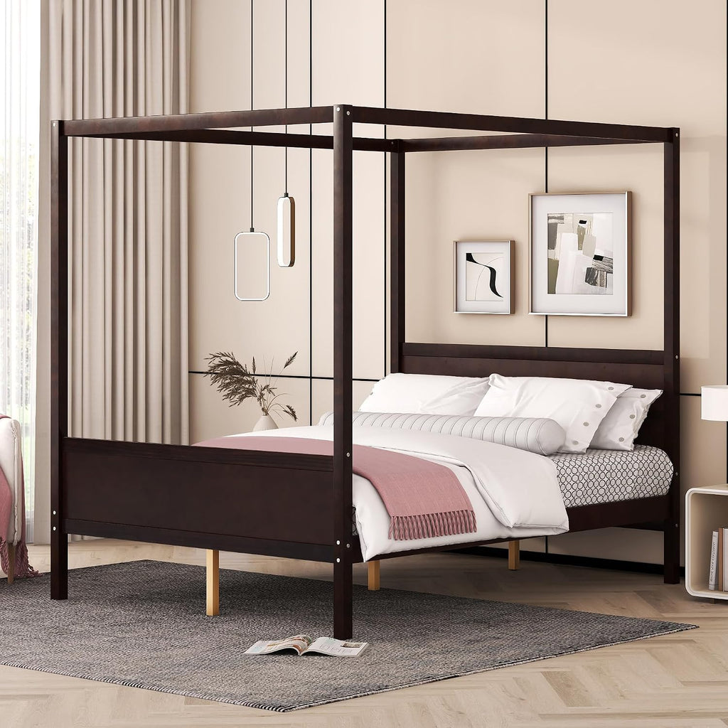 Queen 4 Post Wooden Canopy Bed Frame