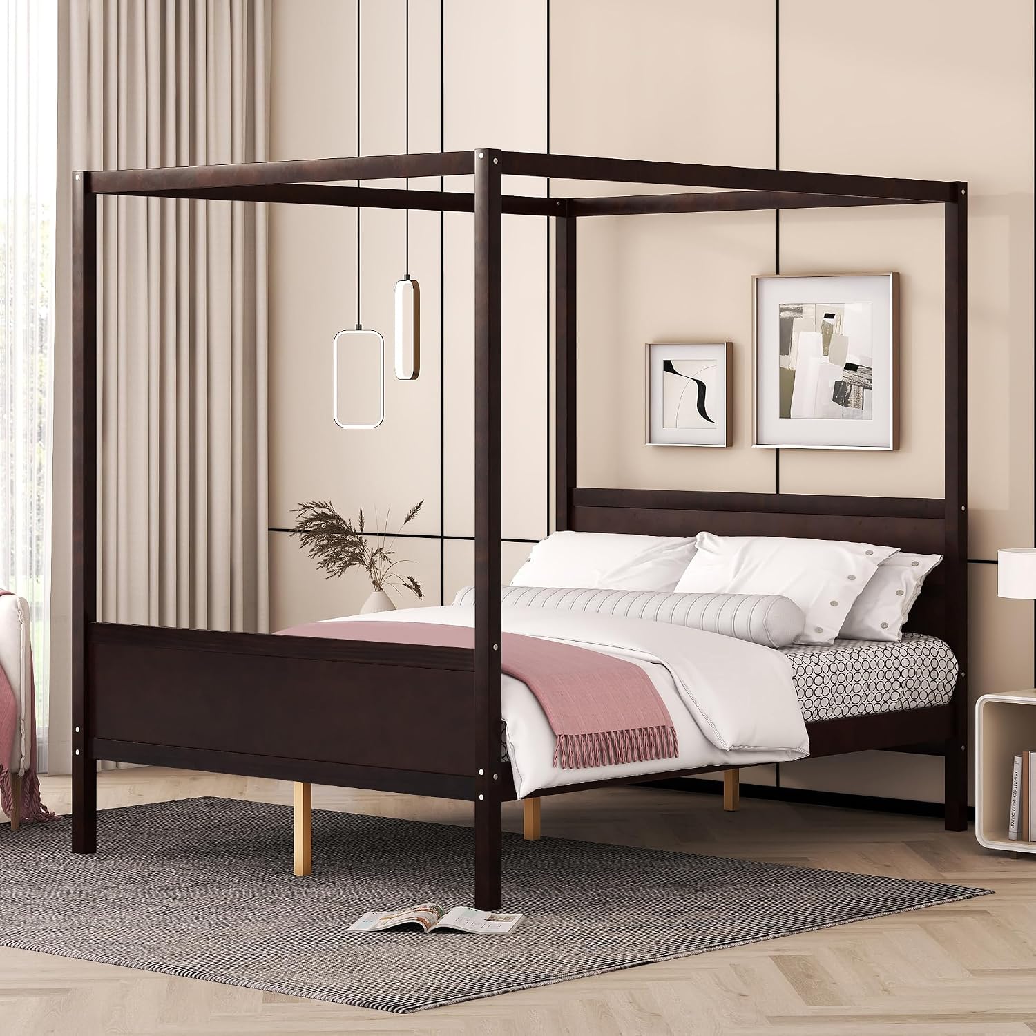 Queen 4 Post Wooden Canopy Bed Frame