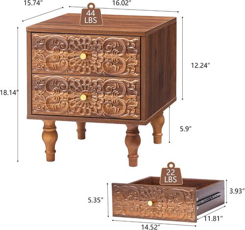 2 Drawers Nightstand