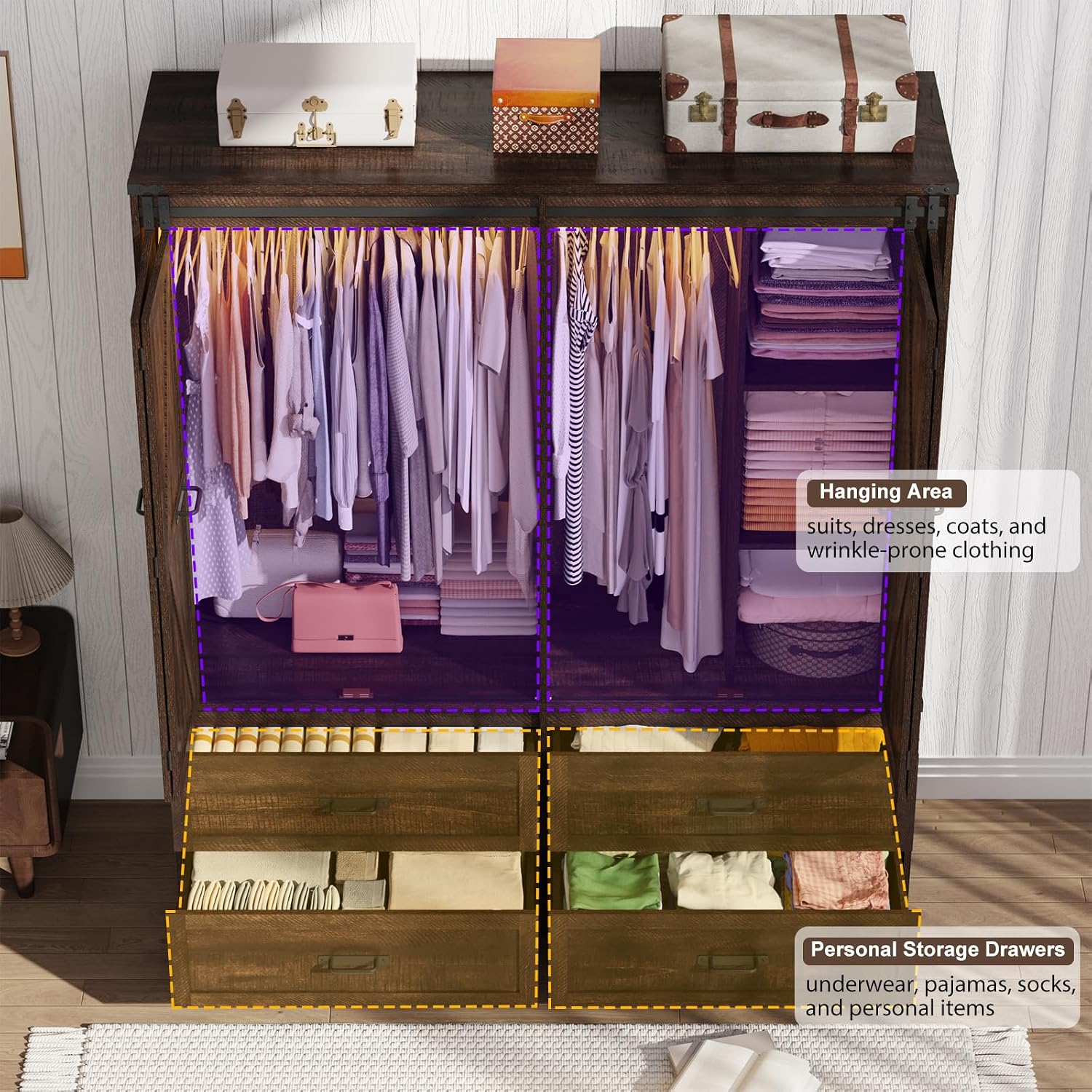 4 Doors Armoire Wardrobe Closet
