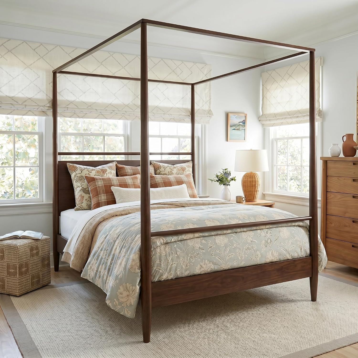 Queen Solid Wood Canopy Bed Frame