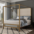 Queen 4-Post Velvet Canopy Bed Frame