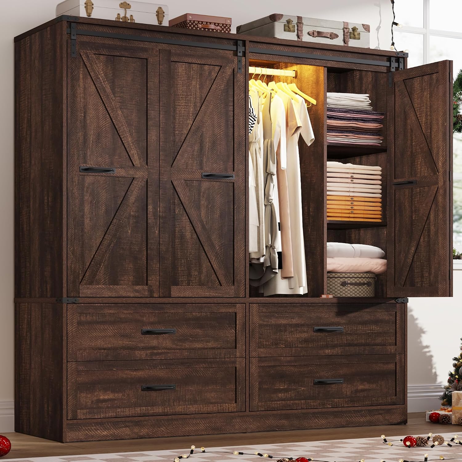 4 Doors Armoire Wardrobe Closet