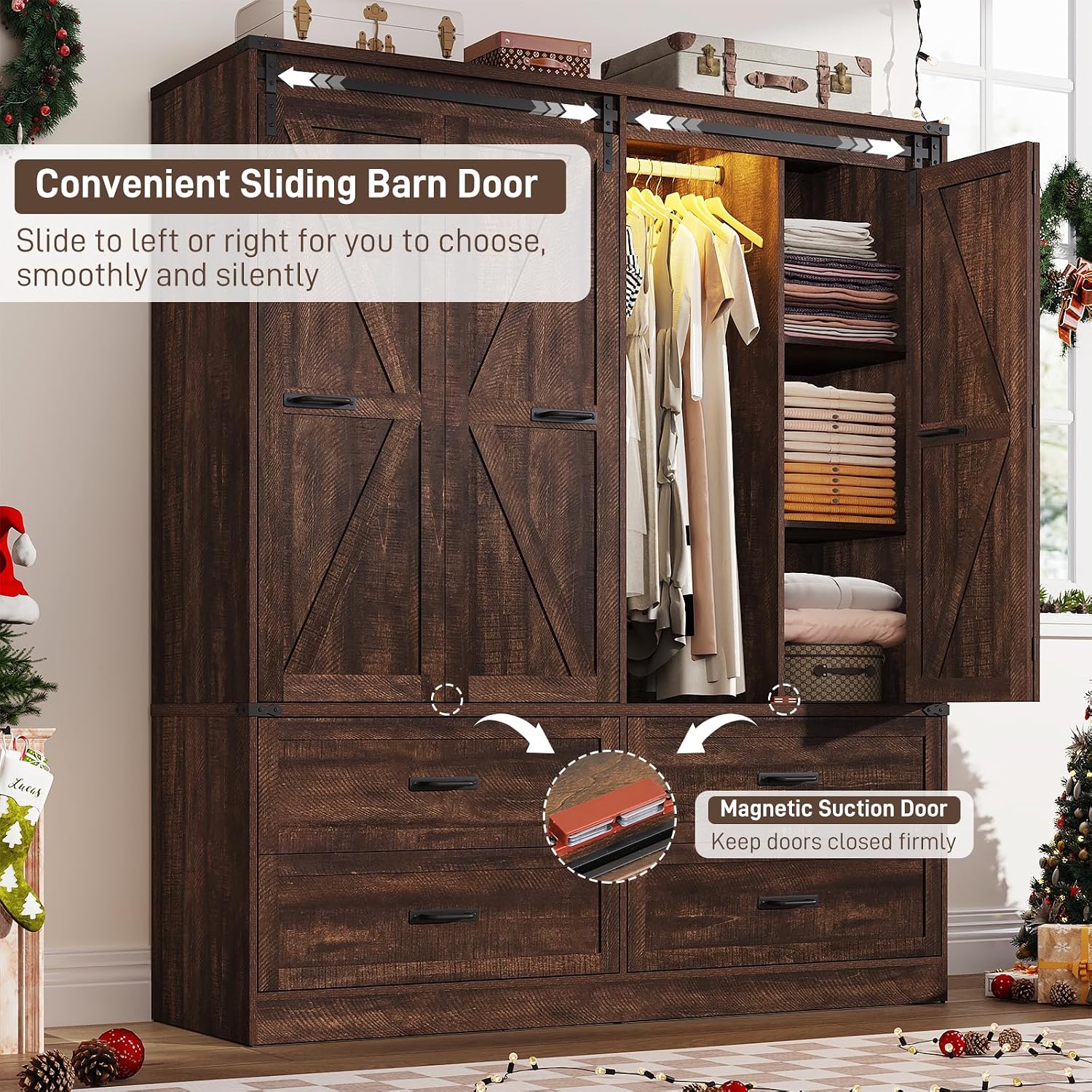 4 Doors Armoire Wardrobe Closet