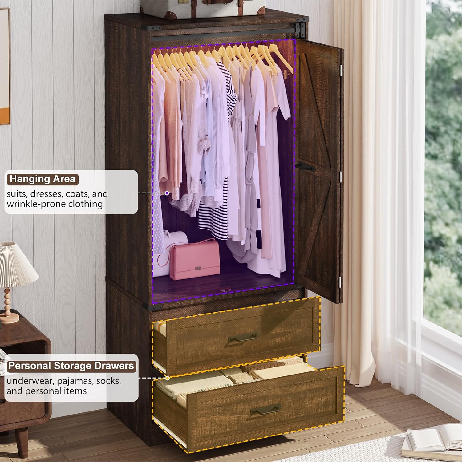2 Doors Armoire Wardrobe Closet