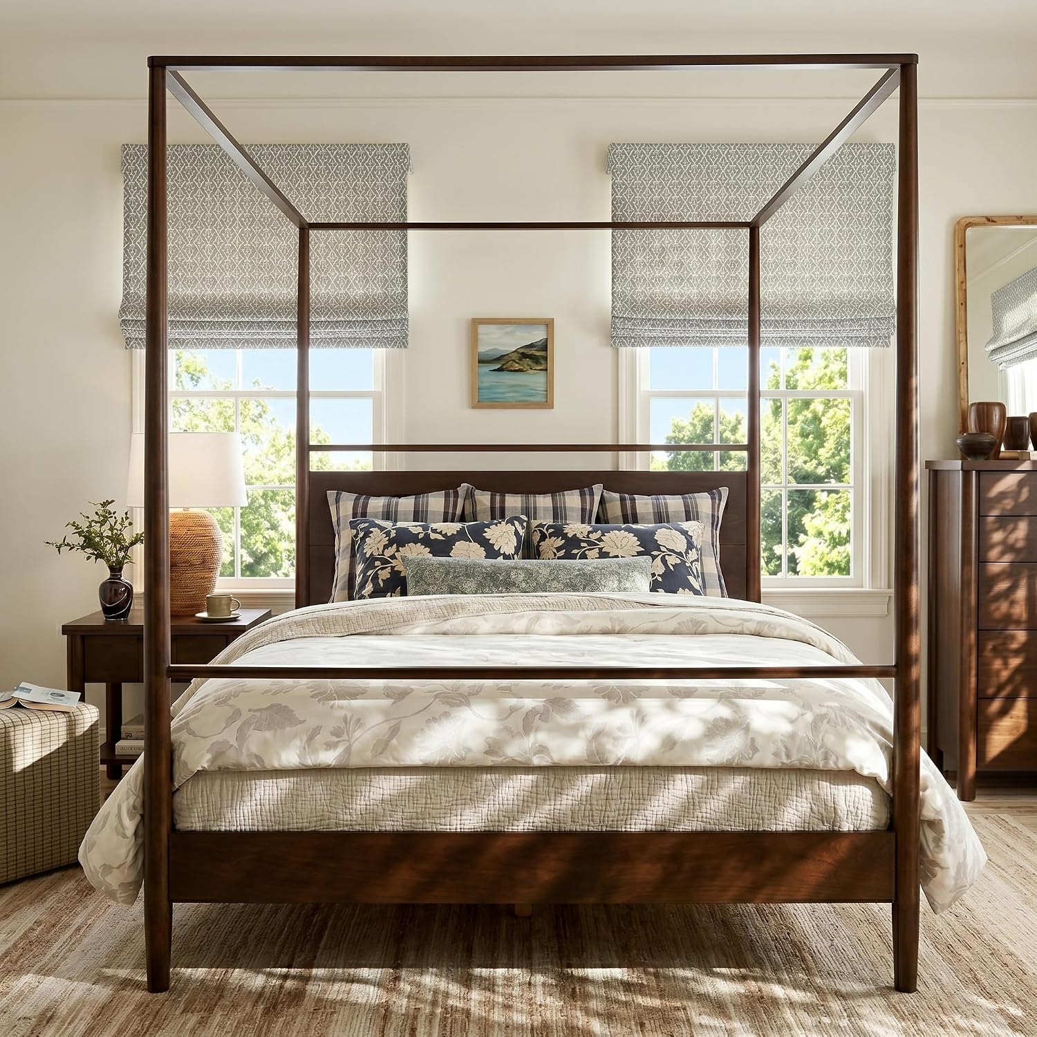 Queen Solid Wood Canopy Bed Frame