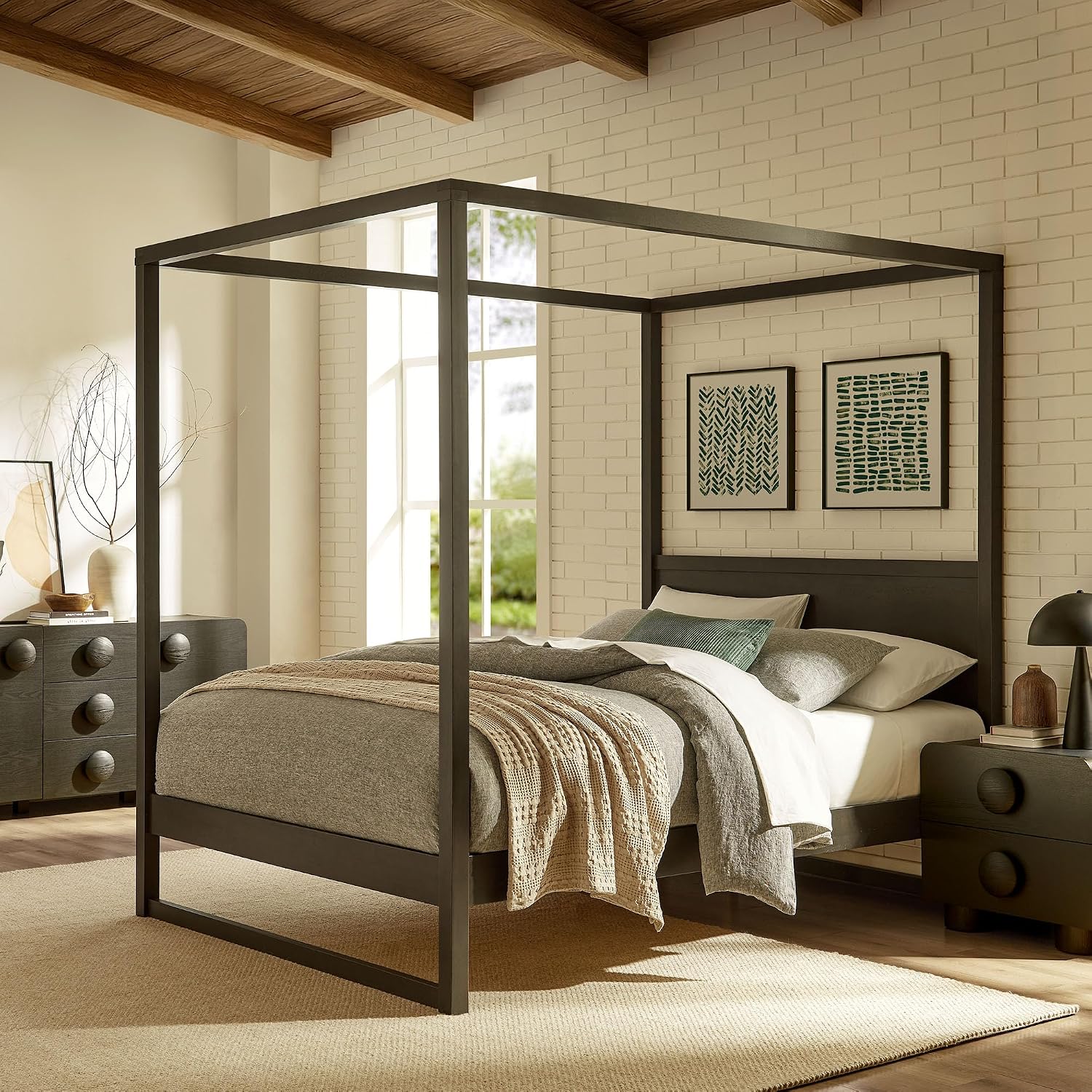 Alva King 4-Post Wood Canopy Bed