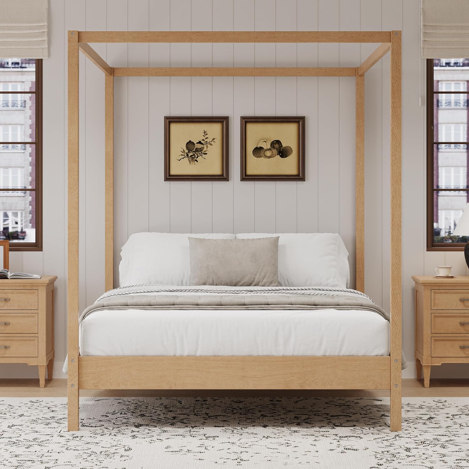 King 4-Post Wood Canopy Bed Frame